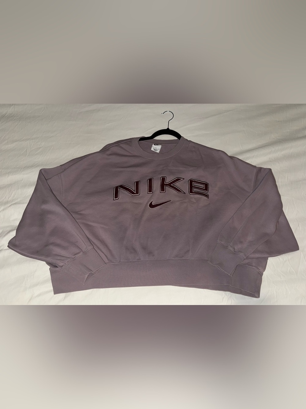 Nike Women’s Crewneck Sweatshirt - Mauve with Dark Maroon Logo